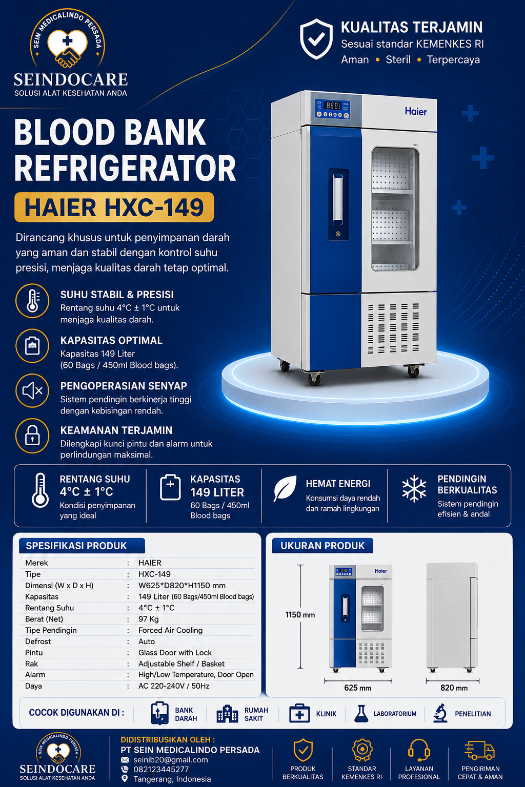 🩸 Blood Bank Refrigerator HAIER HXC-149