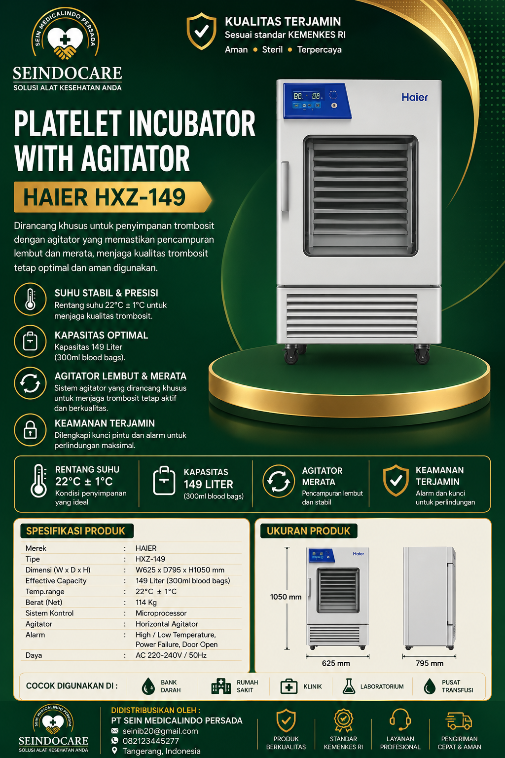 🩸 Platelet Incubator with Agitator HAIER HXZ-149